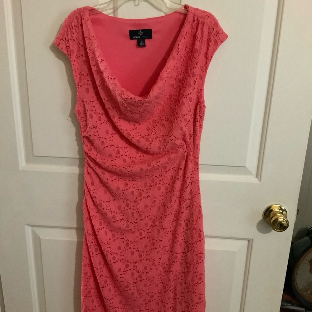 Ronni Nicole peach dress